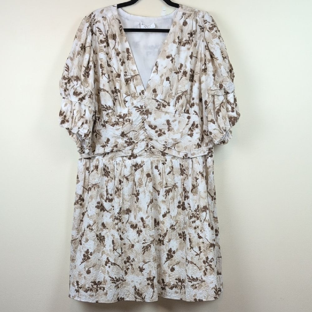 Avara English Factory Cotton Seersucker Abstract Floral Print Dress Size XXL